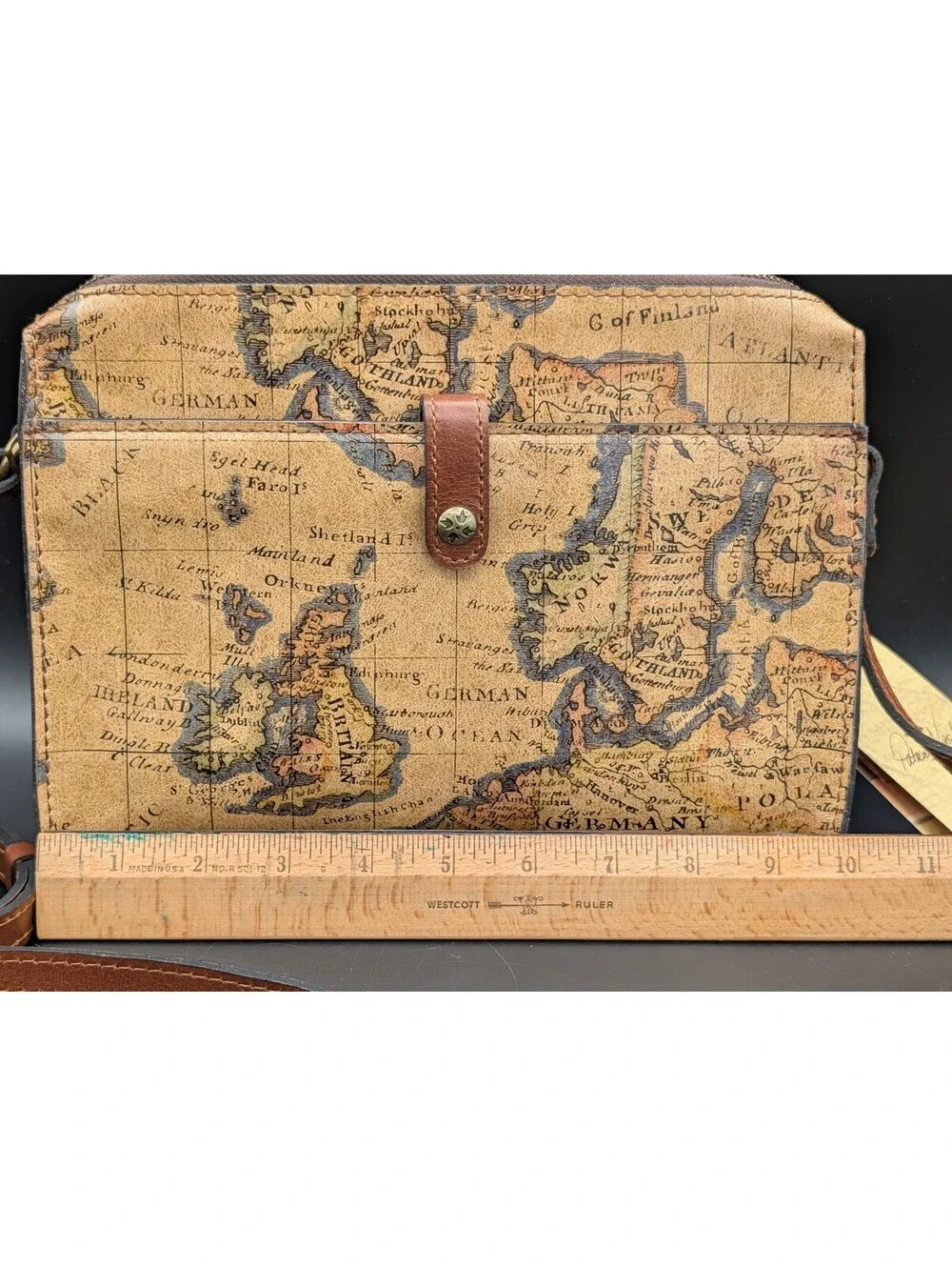 Patricia Nash Nerina Crossbody Bag European Map Leather NWT Dust Bag Included